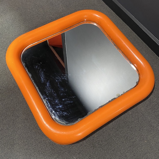 MIRROR, 1970s Orange Moulded Plastic